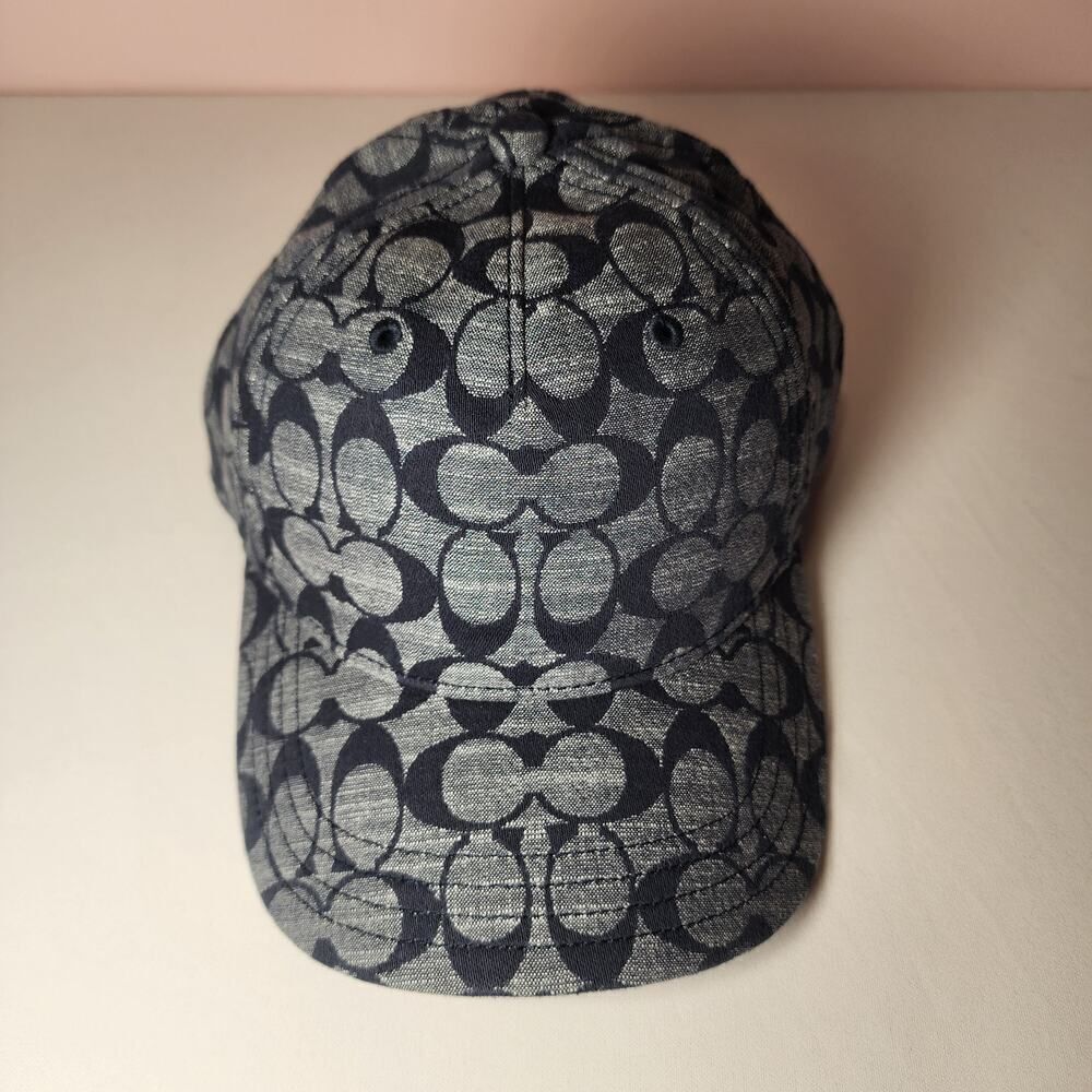 NWT Coach C6679 Blue Denim Chambray Cotton Adjustable Baseball Cap Hat